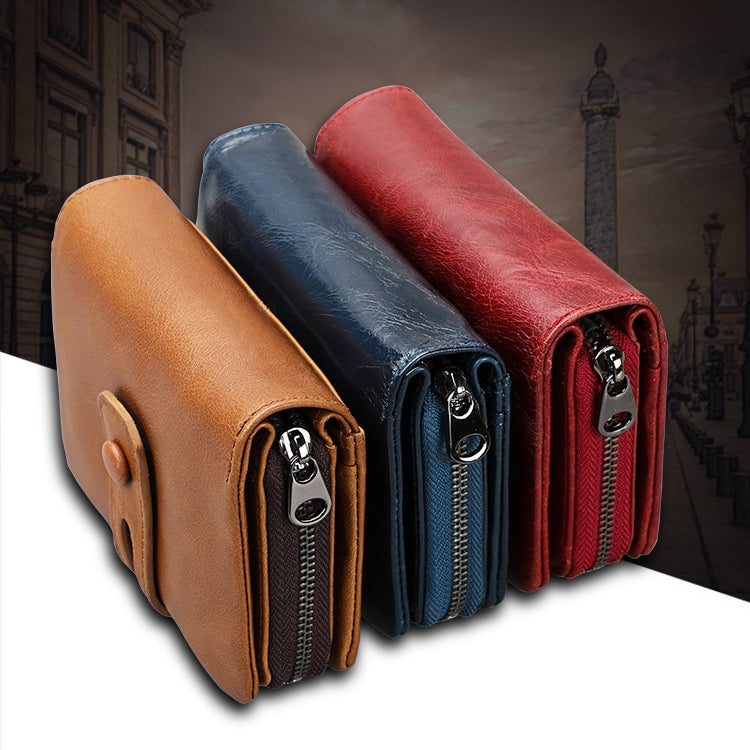 3577 Antimagnetic RFID Men and Women Crazy Horse Texture Leather Zipper Wallet (Red) - Antimagnetic RFID Package by PMC TechLife | Online Shopping South Africa | PMC TechLife | Buy Now Pay Later Mobicred