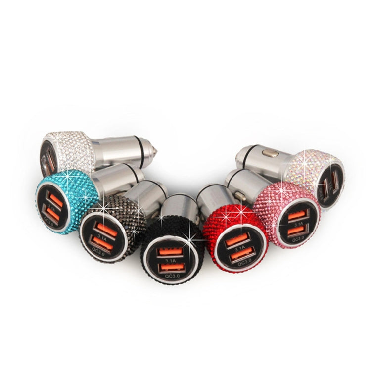 Car Diamond Aluminium Alloy QC3.0 Dual USB Quick Charger(Red) - free shipping - PMC TechLife - Order now!