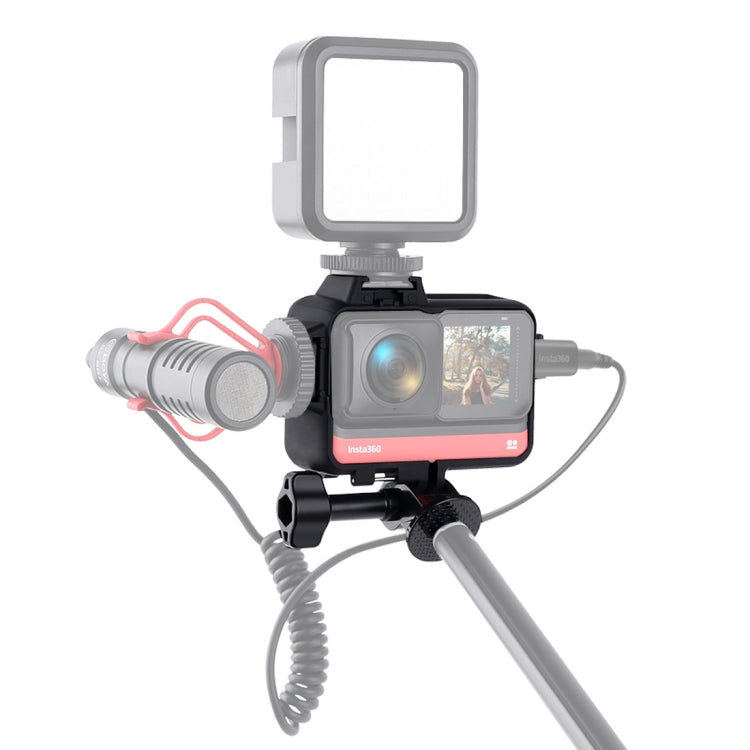 Plastic Frame Mount Protective Case Cage with Tripod Base Adapter & Long Screw & Cold Shoe Base for Insta360 One R(Black) - Mount & Holder by PMC TechLife | Online Shopping South Africa | PMC TechLife