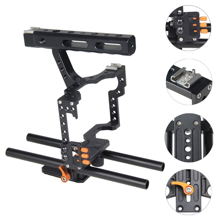 YELANGU YLG0904A-C Handle Video Camera Cage Stabilizer for Panasonic Lumix DMC-GH4 / Sony A7 & A7S & A7R & A7RII & A7SII(Orange) - free shipping - PMC TechLife - Order now!