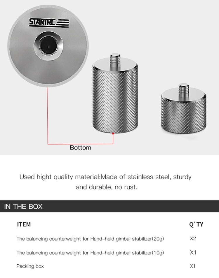 STARTRC Adjustment Balancing Weight Anti-Shake 50g Counterweight for DJI OM4 / OSMO Mobile 3 Gimbal Stabilizer - by STARTRC | Online Shopping South Africa | PMC TechLife | Buy Now Pay Later Mobicred
