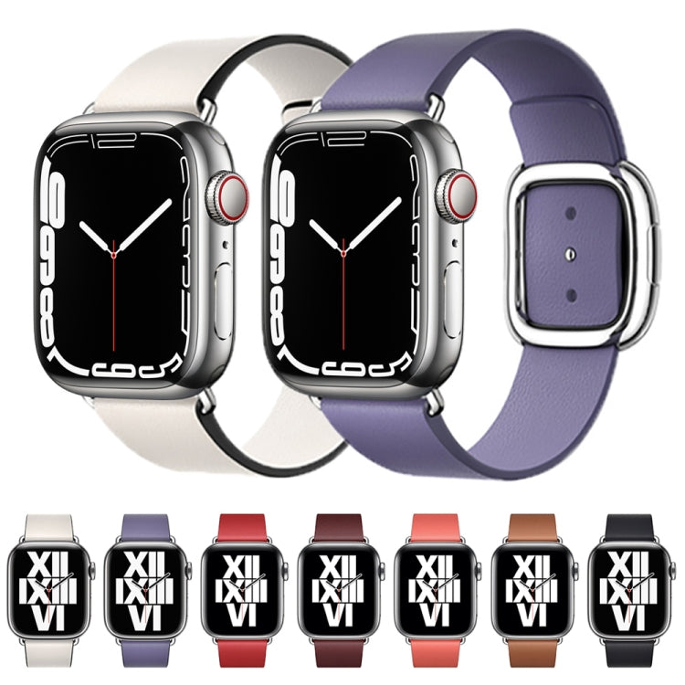 Modern Style Leather Watch Band For Apple Watch 42mm / 41mm / 40mm / 38mm(Watermelon Red) - Watch Bands by PMC TechLife | Online Shopping South Africa | PMC TechLife | Buy Now Pay Later Mobicred