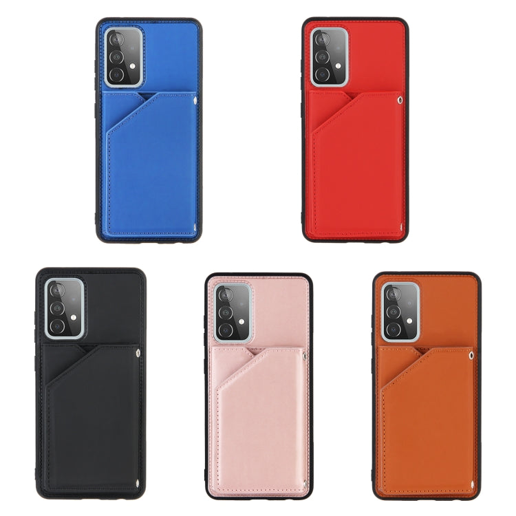 For Samsung Galaxy A52 5G / 4G Skin Feel PU + TPU + PC Back Cover Shockproof Case with Card Slots & Holder & Photo Frame(Black) - Galaxy Phone Cases by PMC TechLife | Online Shopping South Africa | PMC TechLife