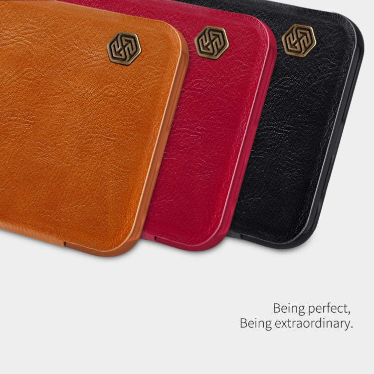 For OnePlus Nord N100 NILLKIN QIN Series Crazy Horse Texture Horizontal Flip Leather Case with Card Slot(Brown) - OnePlus Cases by NILLKIN | Online Shopping South Africa | PMC TechLife