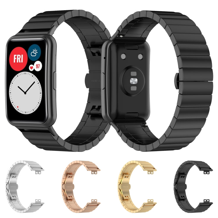 For Huawei Watch Fit Stainless Steel Watch Band(Black) - Watch Bands by PMC TechLife | Online Shopping South Africa | PMC TechLife | Buy Now Pay Later Mobicred