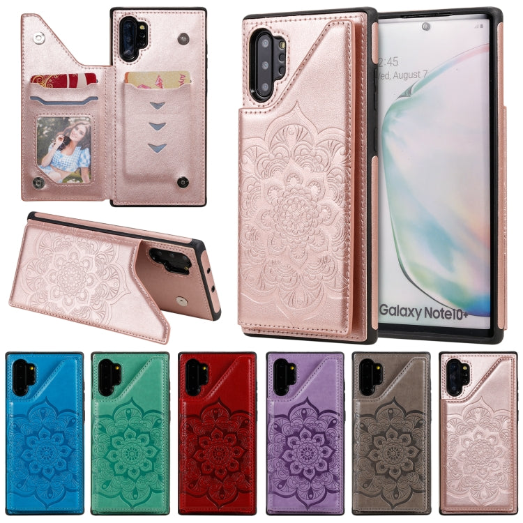 For Samsung Galaxy Note 10 Pro Flower Embossing Pattern Shockproof Protective Case with Holder & Card Slots & Photo Frame(Rose Gold) - free shipping - PMC TechLife - Order now!