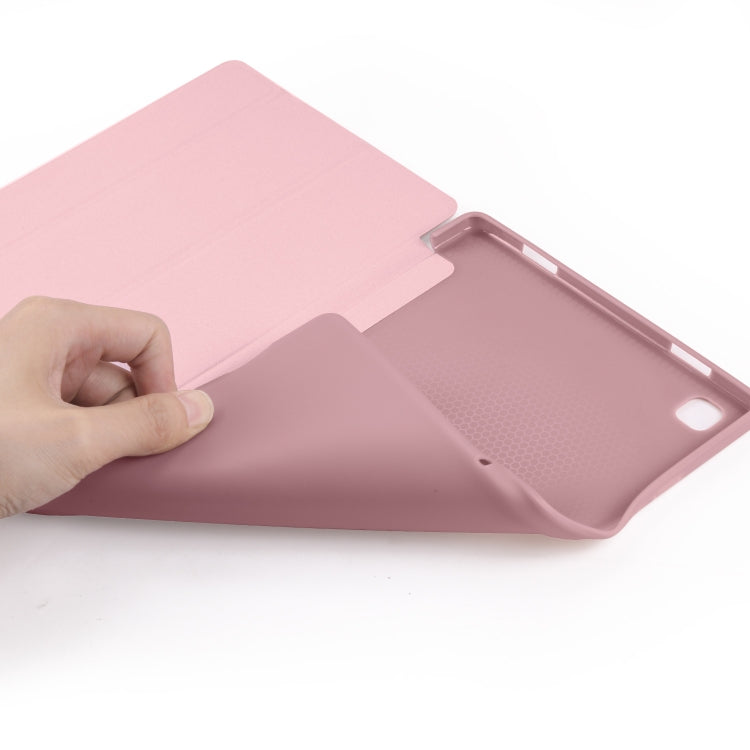 For Samsung Galaxy A7 10.4 (2020) T500 3-folding Horizontal Flip Honeycomb TPU Shockproof + PU Leather Case with Holder(Rose Gold) - free shipping - PMC TechLife - Order now!