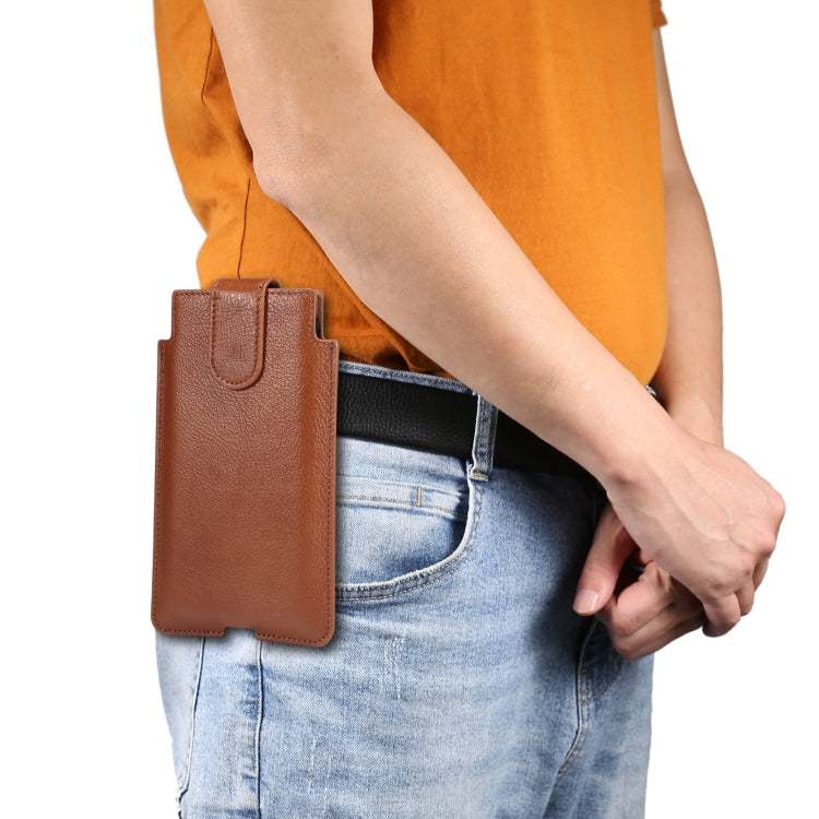 Universal Cow Leather Vertical Mobile Phone Leather Case Waist Bag For 7.2 inch and Below Phones(Brown) - More iPhone Cases by PMC TechLife | Online Shopping South Africa | PMC TechLife | Buy Now Pay Later Mobicred