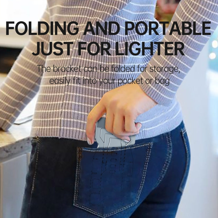 R-JUST HZ06 Universal Foldable Magnetic Flakes Aluminum Alloy Mobile Phones / Tablets Holder(Grey) - Desktop Holder by R-JUST | Online Shopping South Africa | PMC TechLife