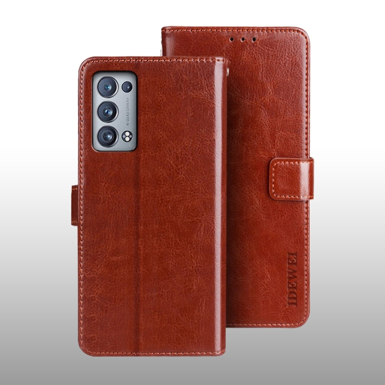 For OPPO Reno 6 Pro 5G idewei Crazy Horse Texture Horizontal Flip Leather Case with Holder & Card Slots & Wallet(Rose Red) - OPPO Cases by idewei | Online Shopping South Africa | PMC TechLife | Buy Now Pay Later Mobicred