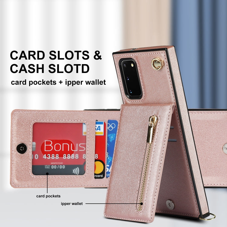 For Samsung Galaxy S20 FE 5G Cross-body Zipper Square TPU+PU Back Cover Case with Holder & Card Slots & Wallet & Strap(Rose Gold) - free shipping - PMC TechLife - Order now!