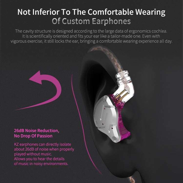 KZ ZS10 Pro 10-unit Ring Iron Gaming In-ear Wired Earphone, Standard Version(Purple) - free shipping - PMC TechLife - Order now!