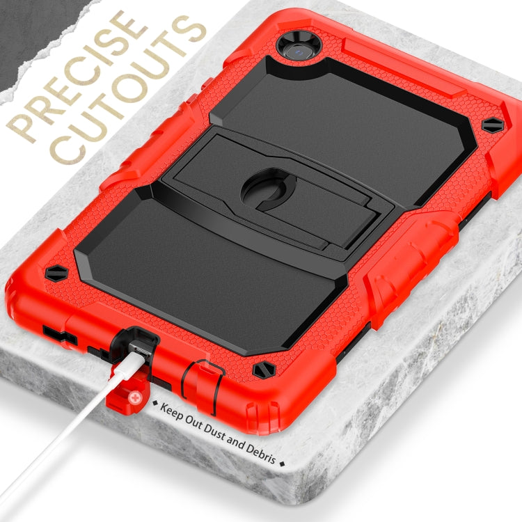 Shockproof Colorful Silica Gel + PC Protective Case with Holder & Shoulder Strap For Samsung Galaxy A7 Lite T220 / T225(Red) - Tab A7 Lite T220 / T225 by PMC TechLife | Online Shopping South Africa | PMC TechLife | Buy Now Pay Later Mobicred