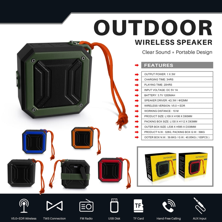 New Rixing NR-103 Mini TWS Bluetooth Speaker with Lanyard(Blue) - Desktop Speaker by NewRixing | Online Shopping South Africa | PMC TechLife | Buy Now Pay Later Mobicred