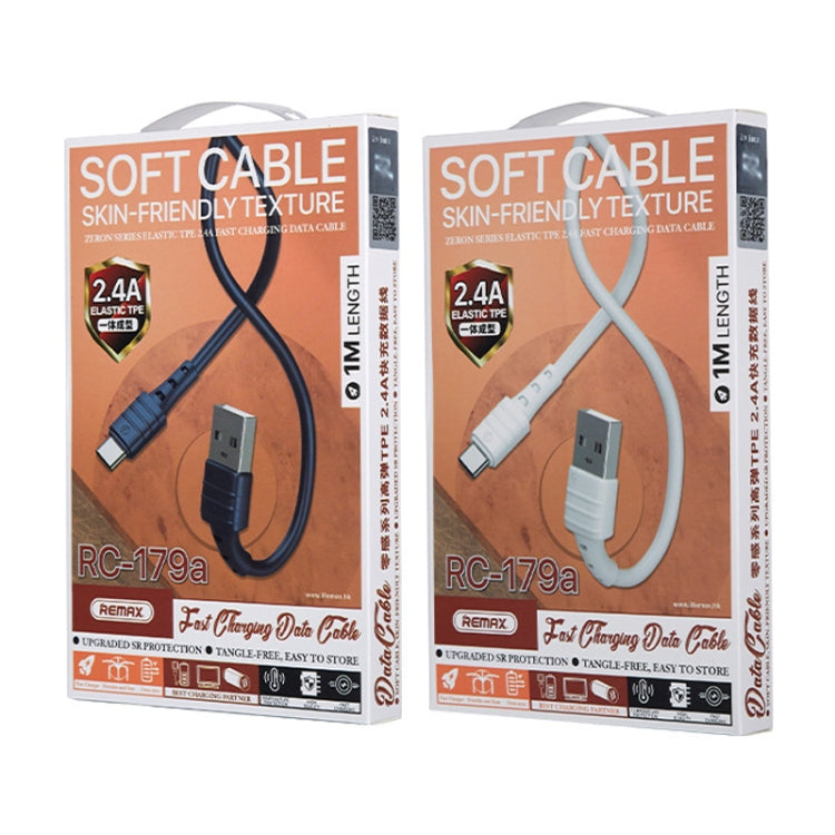 REMAX RC-179a 2.4A Type-C / USB-C High Elastic TPE Fast Charging Data Cable, Length: 1m(White) - USB-C & Type-C Cable by REMAX | Online Shopping South Africa | PMC TechLife | Buy Now Pay Later Mobicred