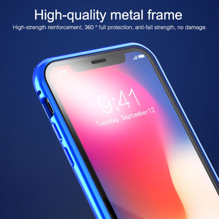 For iPhone X / XS Ultra Slim Double Sides Magnetic Adsorption Angular Frame Tempered Glass Magnet Flip Case(Gold) - More iPhone Cases by PMC TechLife | Online Shopping South Africa | PMC TechLife
