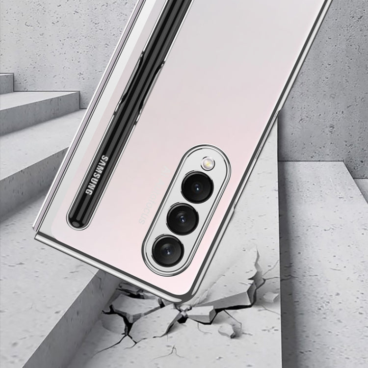 For Samsung Galaxy Z Fold3 5G GKK Integrated Electroplating + Glass Phone Case with Pen Slot(Dark Green) - Galaxy Phone Cases by GKK | Online Shopping South Africa | PMC TechLife | Buy Now Pay Later Mobicred