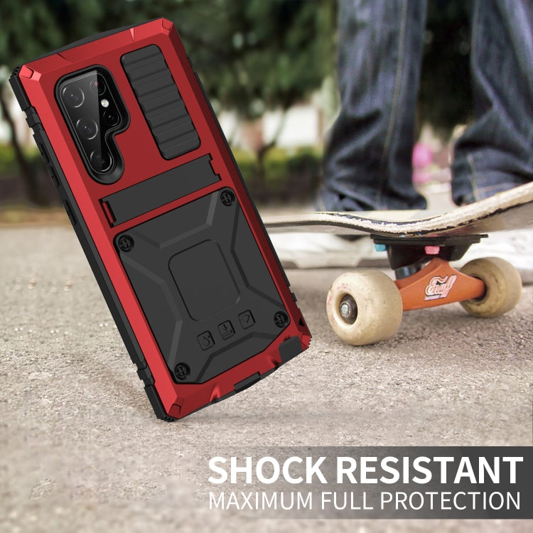 For Samsung Galaxy S22 Ultra 5G R-JUST Metal + Silicone Holder Phone Case(Red) - free shipping - PMC TechLife - Order now!