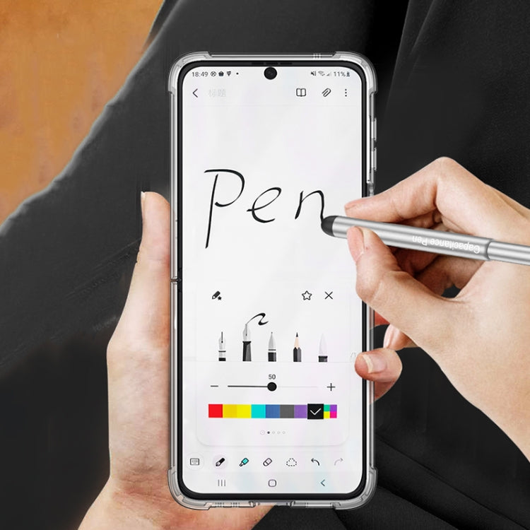 For Samsung Galaxy Z Flip3 5G GKK Shockproof Airbag Phone Case with Ring Holder & Stylus Pen(Transparent Black) - free shipping - PMC TechLife - Order now!