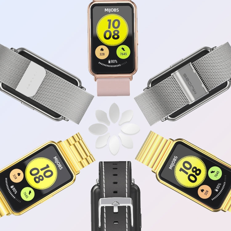 For Huawei Watch Fit Mijobs Milan Buckle Stainless Steel Watch Band(Rose Gold) - free shipping - PMC TechLife - Order now!