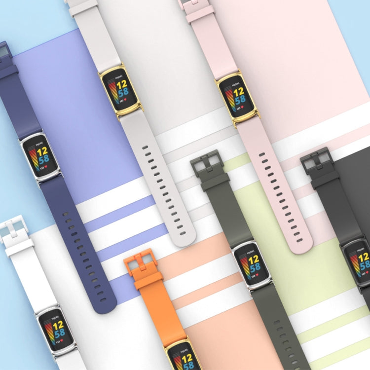 For Fitbit Charge 5 / Charge 6 Mijobs Soft Silicone Watch Band(White+Silver) - Watch Bands by MIJOBS | Online Shopping South Africa | PMC TechLife | Buy Now Pay Later Mobicred