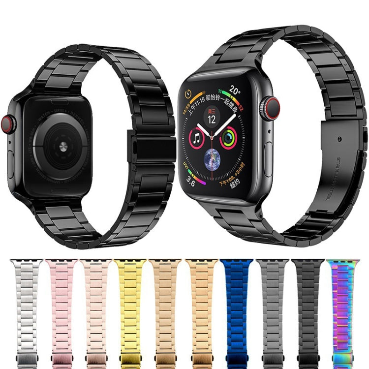 Small Waist Stainless Steel Watch Band For Apple Watch Series 9&8&7 41mm / SE 3&SE 2&6&SE&5&4 40mm / 3&2&1 38mm (Starlight) - Watch Bands by PMC TechLife | Online Shopping South Africa | PMC TechLife