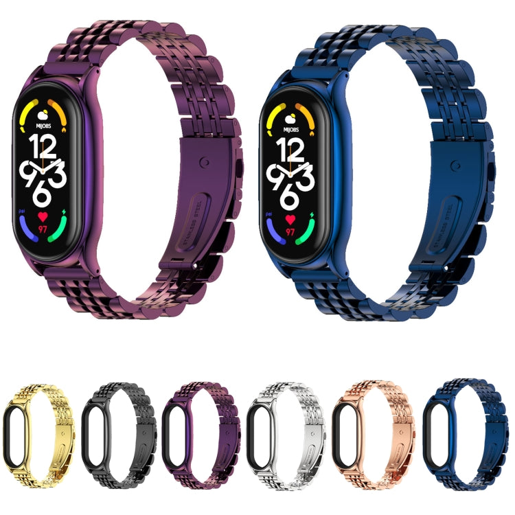 For Xiaomi Mi Band 7 / 7 NFC MIJOBS Plus Seven-bead Metal Stainless Steel Watch Band(Gold) - Watch Bands by MIJOBS | Online Shopping South Africa | PMC TechLife | Buy Now Pay Later Mobicred
