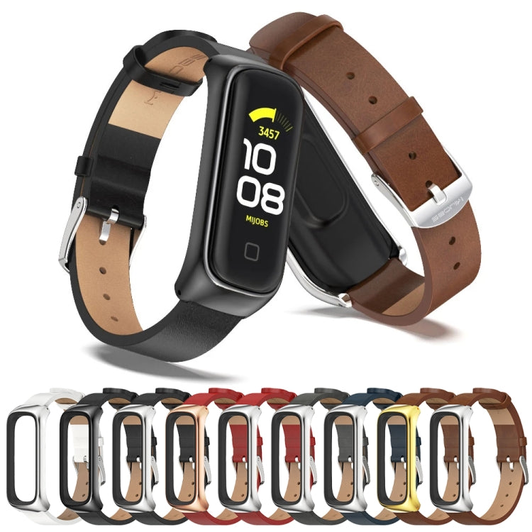 For Samsung Galaxy Fit 2 MIJOBS Metal Case Microfiber Leather Watch Band(Black) - free shipping - PMC TechLife - Order now!