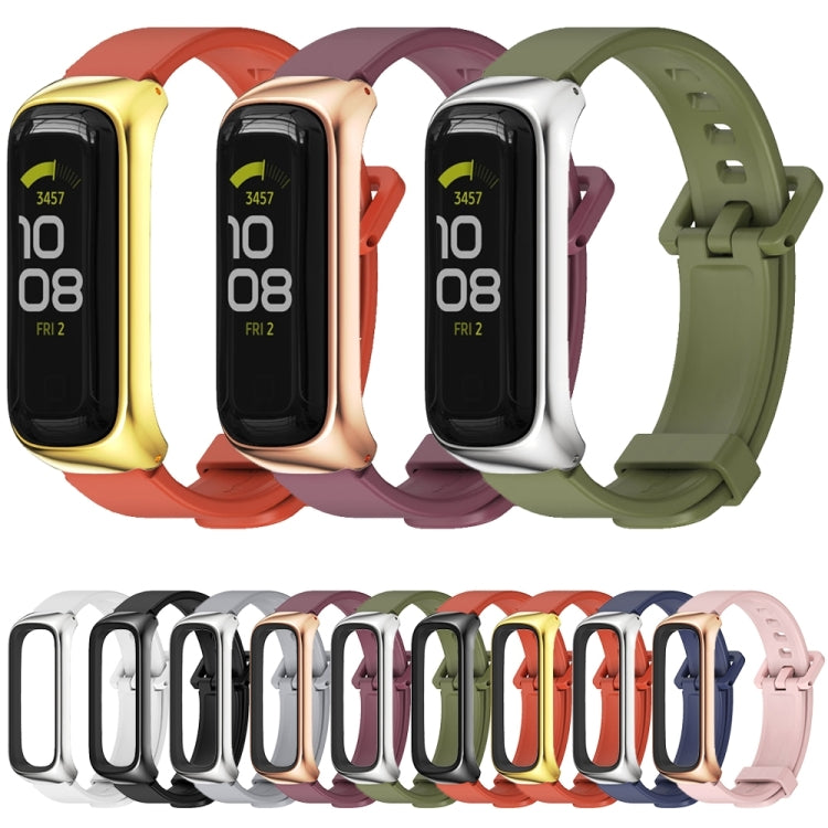 For Samsung Galaxy Fit 2 MIJOBS Metal Case Silicone Watch Band(Pink Rose Gold) - free shipping - PMC TechLife - Order now!
