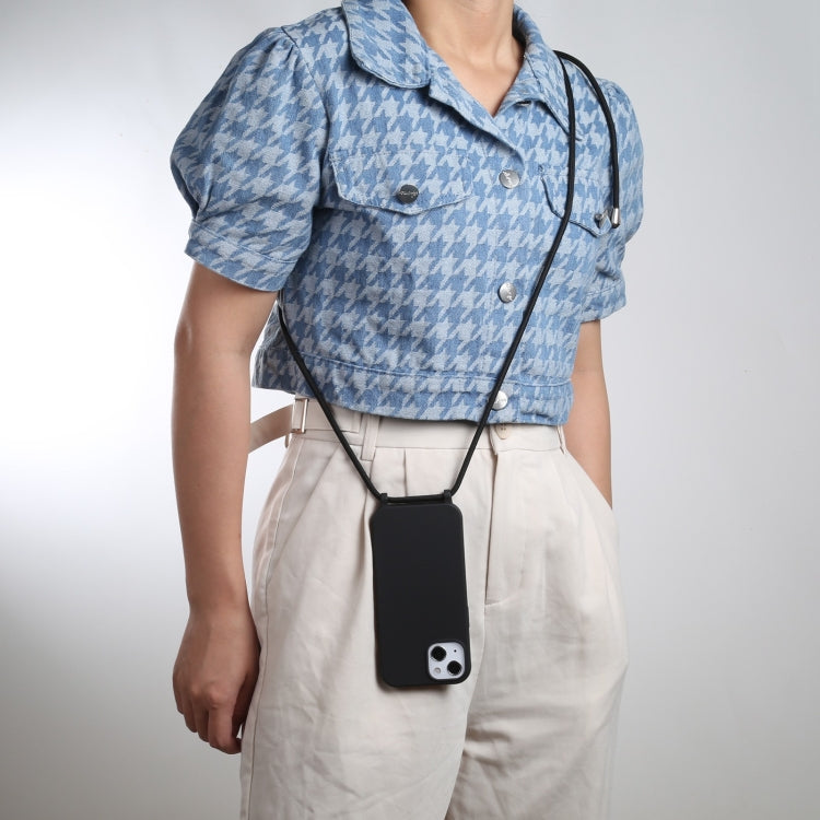 For iPhone 14 Plus Candy Colors TPU Protective Phone Case with Lanyard (Black) - free shipping - PMC TechLife - Order now!