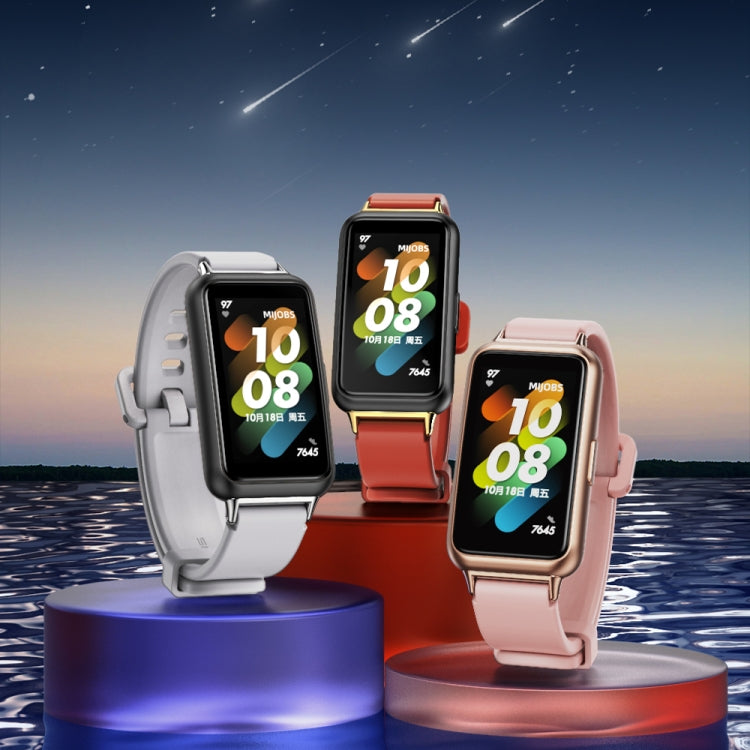 For Huawei Band 7 / 7 NFC MIJOBS Breathable Silicone Watch Band(Army Green Silver) - Watch Bands by MIJOBS | Online Shopping South Africa | PMC TechLife | Buy Now Pay Later Mobicred