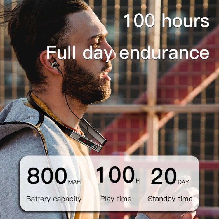 k18 Wireless Bluetooth Neck-mounted Magnetic Noise Cancelling Earphone with Digital Display Function(Silver) - Neck-mounted Earphone by PMC TechLife | Online Shopping South Africa | PMC TechLife