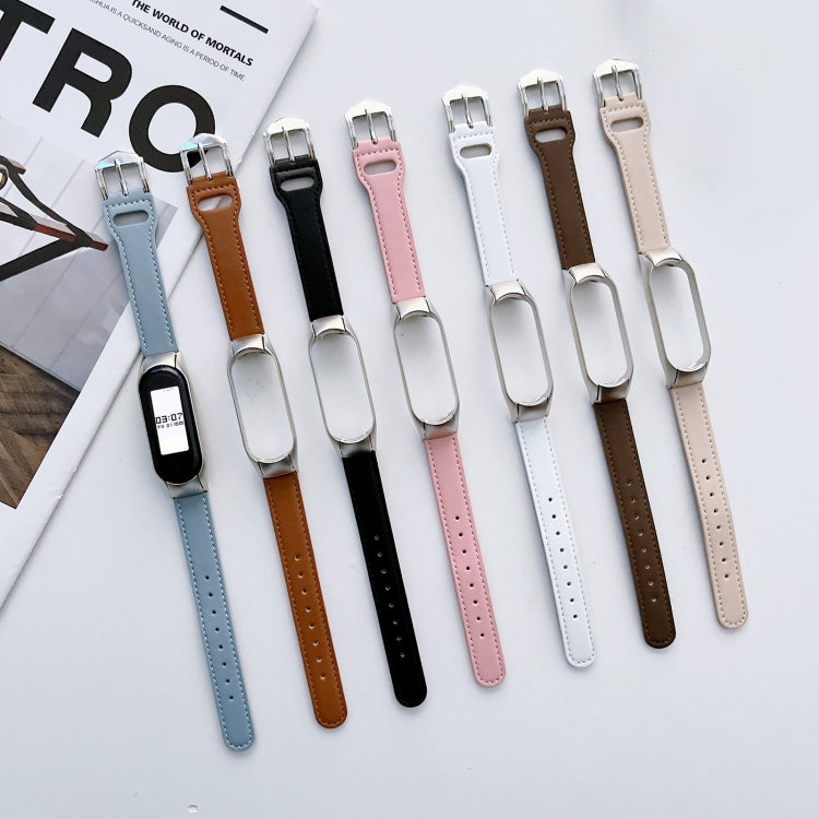 For Xiaomi Mi Band 3 / 4 8-buckle Leather Watch Band(Ivory White) - free shipping - PMC TechLife - Order now!