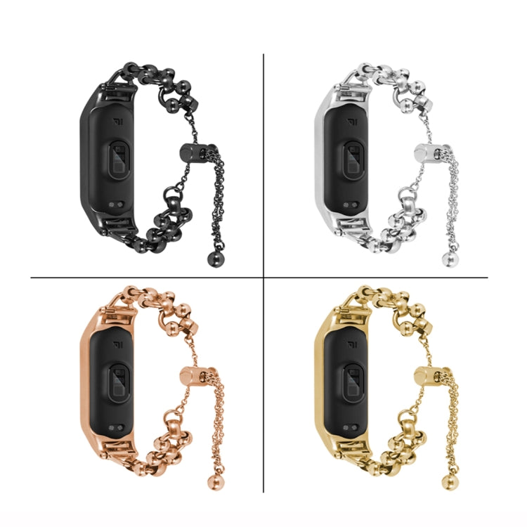For Xiaomi Mi Band 3 / 4 Bead Steel Chain Metal Watch Band(Rose Gold) - free shipping - PMC TechLife - Order now!