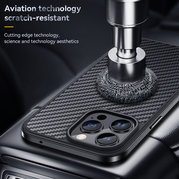 For iPhone 14 Pro Max SULADA Carbon Fiber Textured Shockproof Metal + TPU Frame Case(Black) - iPhone 14 Pro Max Cases by SULADA | Online Shopping South Africa | PMC TechLife | Buy Now Pay Later Mobicred