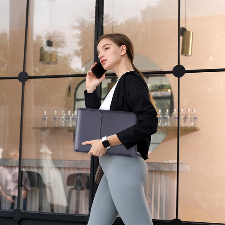 For MacBook 12 / 14 inch PU Leather 4 in 1 Laptop Bag with Functional Bracket(Space Gray) - Protective Bags by PMC TechLife | Online Shopping South Africa | PMC TechLife