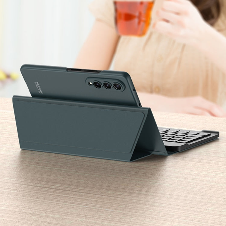 For Samsung Galaxy Z Fold4 GKK Magnetic Folding Bluetooth Keyboard Leather Case with Pen + Phone Case (Dark Green) - Samsung Keyboard by GKK | Online Shopping South Africa | PMC TechLife