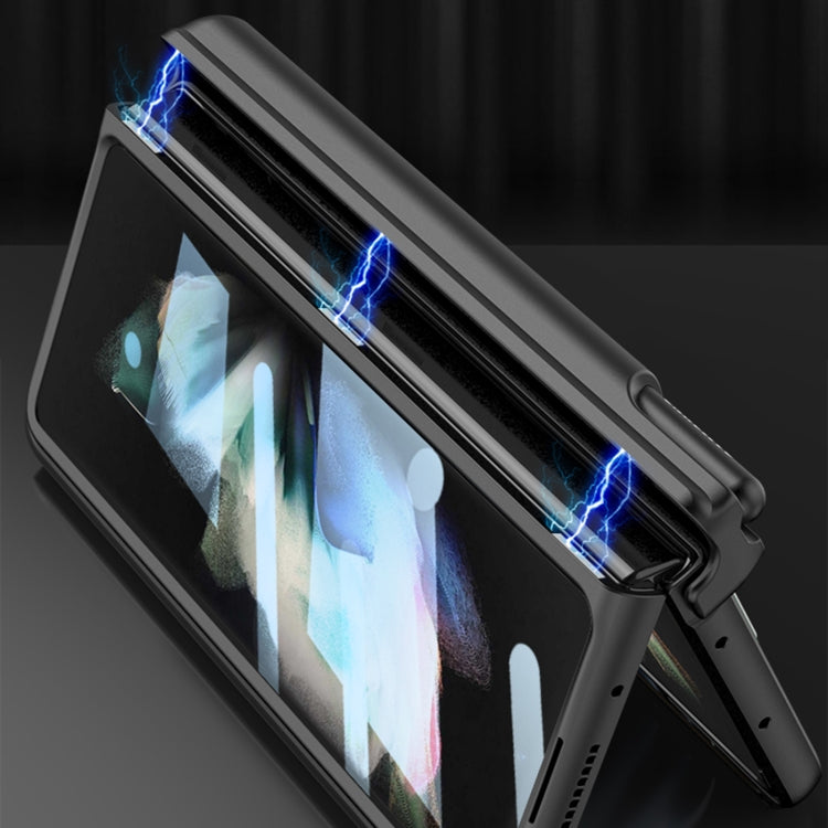 For Samsung Galaxy Z Fold3 5G GKK Magnetic Fold Hinge Shockproof Phone Case with Wrist Strap(Carbon Fibre) - Galaxy Phone Cases by GKK | Online Shopping South Africa | PMC TechLife | Buy Now Pay Later Mobicred