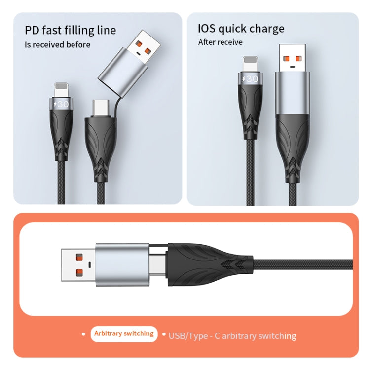ADC-008 2 in 1 PD 30W USB/Type-C to 8 Pin Fast Charge Data Cable, Length: 1m - 2 in 1 Cable by PMC TechLife | Online Shopping South Africa | PMC TechLife