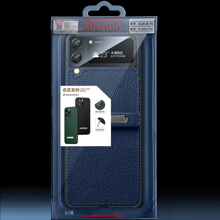 For Samsung Galaxy Z Flip4 SULADA Invisible Bracket Leather Back Cover Phone Case(Black) - Galaxy Z Flip4 5G Cases by SULADA | Online Shopping South Africa | PMC TechLife