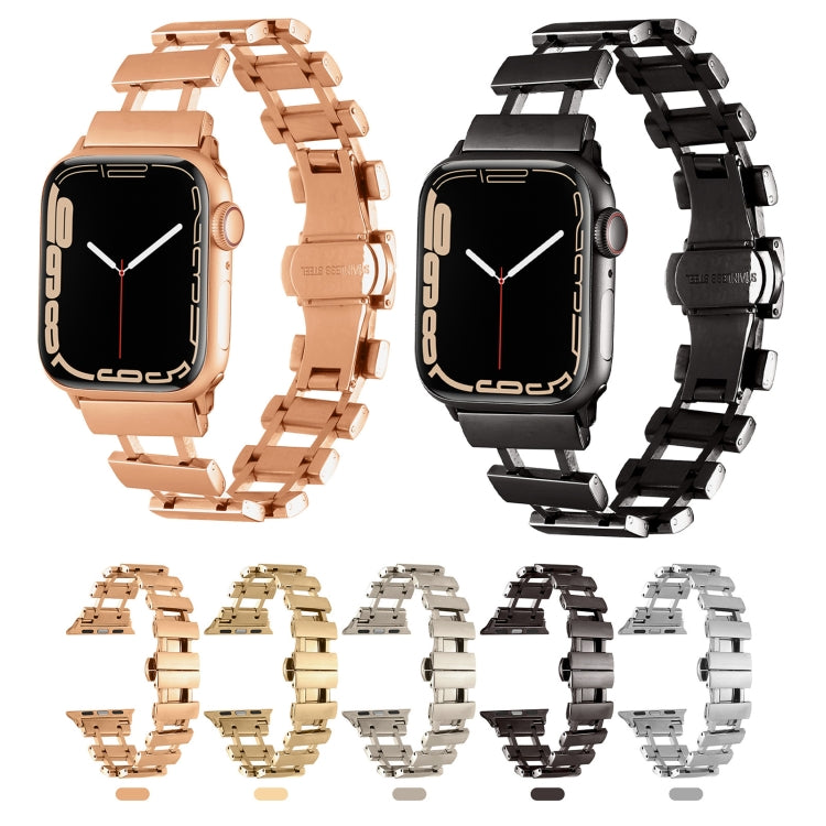 Hollow Stainless Steel Watch Band For Apple Watch Ultra 49mm / Series 8&7 45mm / SE 2&6&SE&5&4 44mm(Gold) - free shipping - PMC TechLife - Order now!