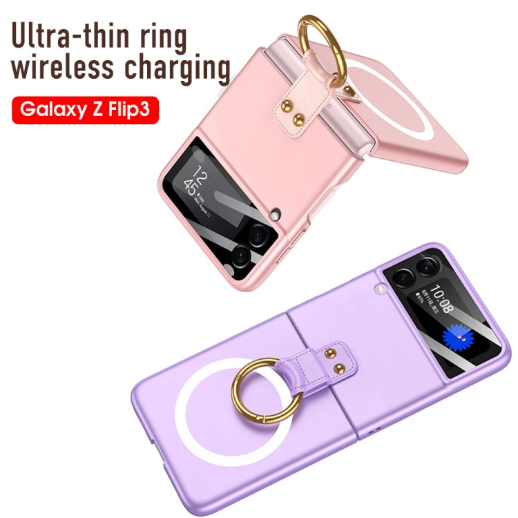 For Samsung Galaxy Z Flip3 5G GKK MagSafe Ultrathin Integrated Shockproof Phone Case with Ring Holder(White) - Galaxy Phone Cases by GKK | Online Shopping South Africa | PMC TechLife | Buy Now Pay Later Mobicred