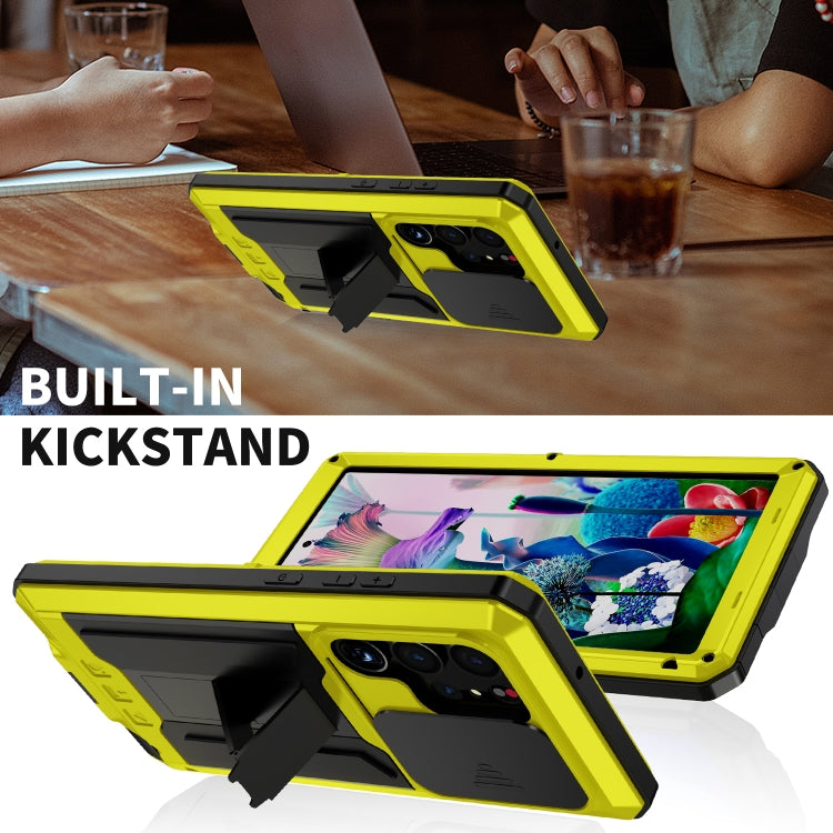 For Samsung Galaxy S23 Ultra 5G R-JUST Sliding Camera Design Life Waterproof Dustproof Shockproof Phone Case(Yellow) - free shipping - PMC TechLife - Order now!