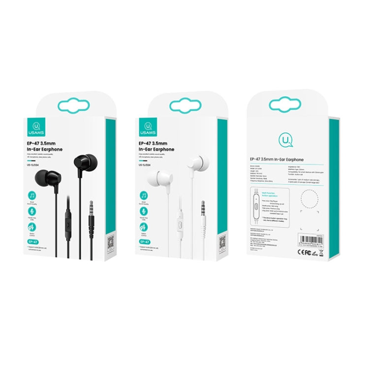 USAMS US-SJ594 EP-47 3.5mm In-Ear Wired Earphone, Length: 1.2m(Black) - In Ear Wired Earphone by USAMS | Online Shopping South Africa | PMC TechLife | Buy Now Pay Later Mobicred