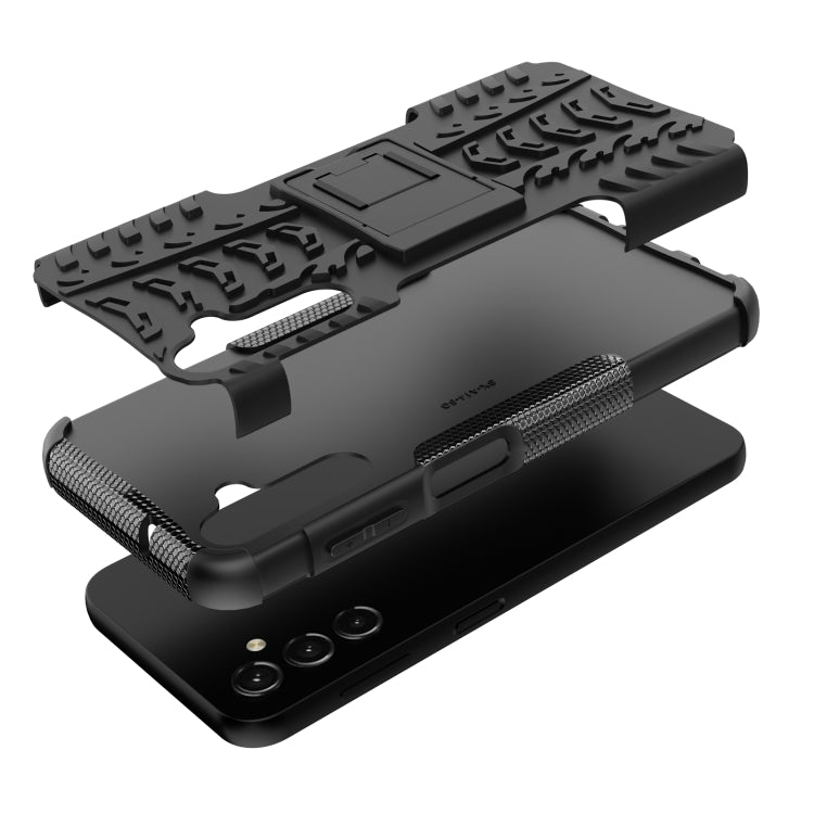 For Samsung Galaxy A14 5G Tire Texture TPU + PC Phone Case with Holder(Black) - free shipping - PMC TechLife - Order now!