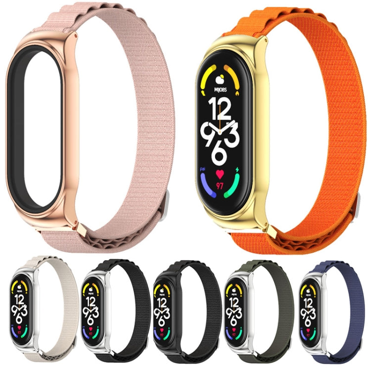 For Xiaomi Mi Band 7 / 7 NFC MIJOBS CS Nylon Breathable Watch Band(Army Green Silver) - Watch Bands by MIJOBS | Online Shopping South Africa | PMC TechLife | Buy Now Pay Later Mobicred