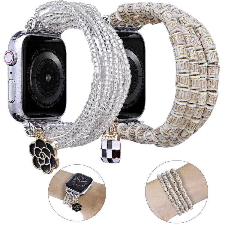 Multi-row Beads Watch Band For Apple Watch Series 9&8&7 41mm / SE 3&SE 2&6&SE&5&4 40mm / 3&2&1 38mm(Transparent Beads) - free shipping - PMC TechLife - Order now!
