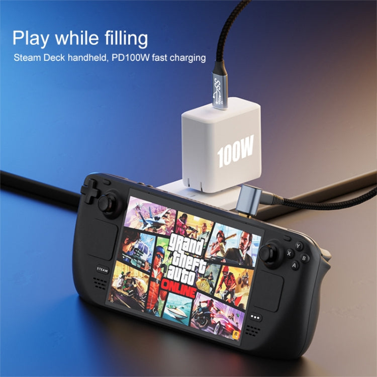 For Steam Deck Gen 100W USB-C/Type-C Male to USB-C/Type-C Female Stereo Curved Extension Cable, Length:2m - free shipping - PMC TechLife - Order now!