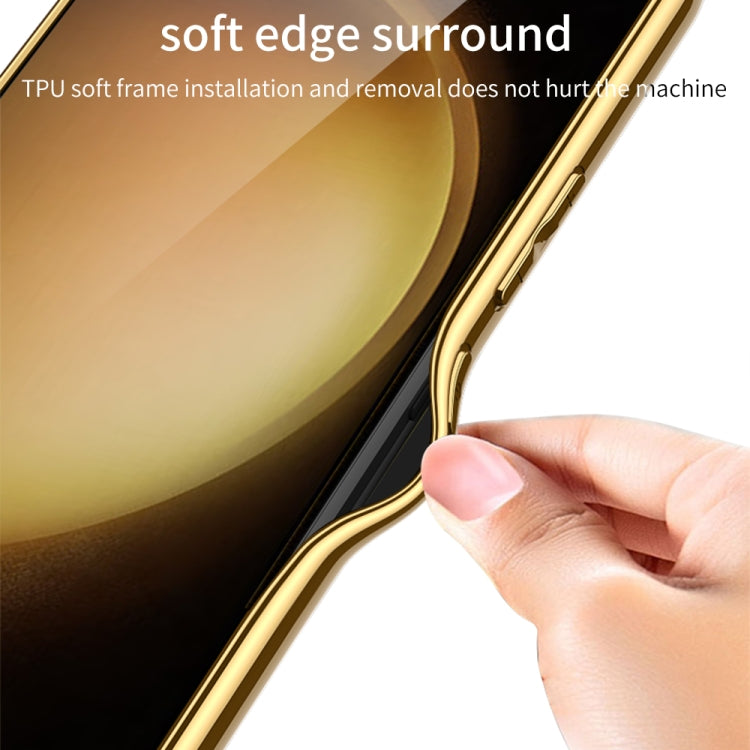 For Samsung Galaxy S23+ 5G GKK Weave Texture Electroplating PU Protective Phone Case(White) - Galaxy S23+ 5G Cases by GKK | Online Shopping South Africa | PMC TechLife | Buy Now Pay Later Mobicred
