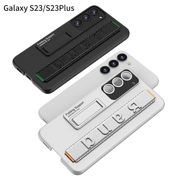 For Samsung Galaxy S23 5G GKK Ultra-thin Wristband Shockproof Phone Case with Holder(Carbon Fibre) - Galaxy S23 5G Cases by GKK | Online Shopping South Africa | PMC TechLife